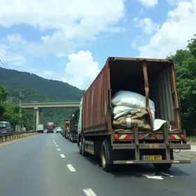 carreta tomba em viaduto